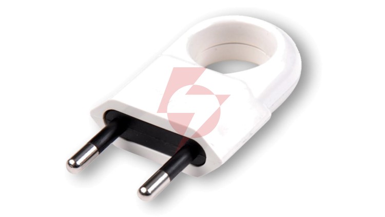 Wtyczka płaska z uchwytem b/u Euro 10A/250V biała D.3104