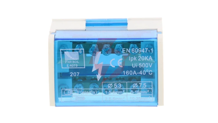 Blok rozdzielczy 100A 500V 2P 7-zaciskowy E.4073