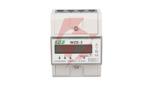 Trójfazowy licznik zużycia energii bezpośredni 80A, zgodność z MID WZE-3