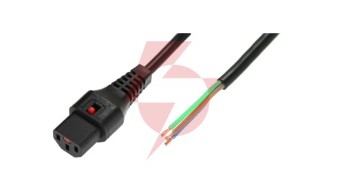 Kabel zasilający do zarobienia 3x1 OPEN/IEC C13 prosty M/Ż czarny IEC-PC1025 /2m/