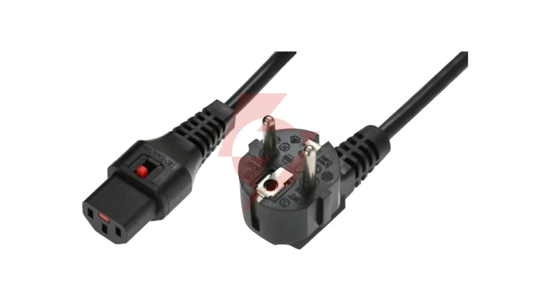 Kabel połączeniowy zasilający 3x1 Schuko kątowy/IEC C13 prosty M/Ż czarny IEC-EL182S /2m/