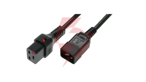 Kabel zasilający serwerowy 3x1,5 IEC C20 prosty/IEC C19 prosty M/Ż czarny IEC-PC1284 /1m/