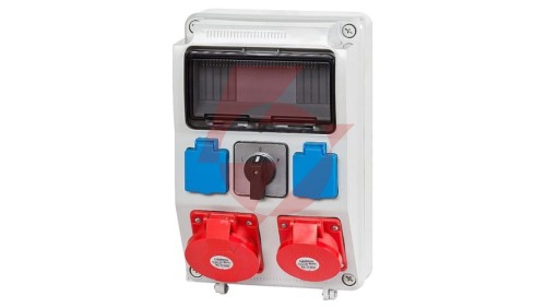 Rozdzielnica budowlana RZYM 1x5P 16A 1x5P 32A 2x2P+Z przełącznik L-P 9 modułów ITALINE ITA00124 ELIT50534