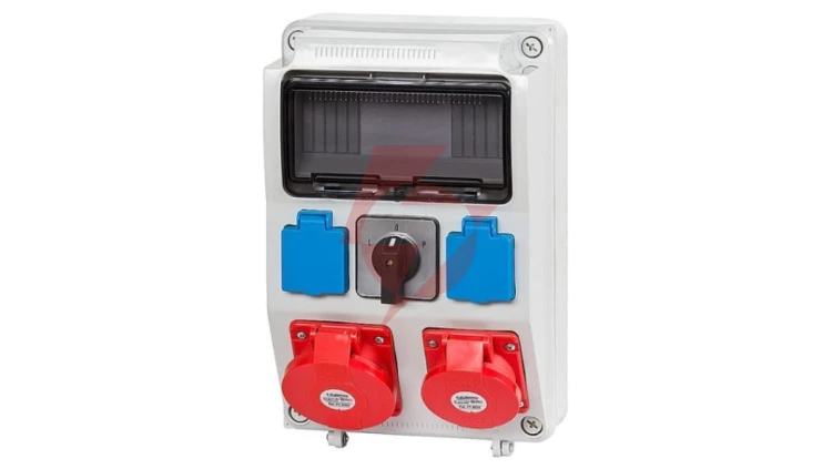 Rozdzielnica budowlana RZYM 1x5P 16A 1x5P 32A 2x2P+Z przełącznik L-P 9 modułów ITALINE ITA00124 ELIT50534