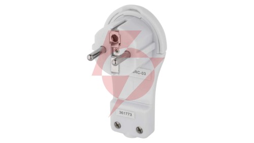 Wtyczka kątowa ultra płaska 16A 2P+Z 250V z uchwytem biała P0066