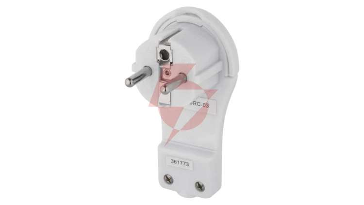 Wtyczka kątowa ultra płaska 16A 2P+Z 250V z uchwytem biała P0066