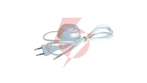 Przyłączacz z wtyczką płaską z wyłącznikiem nożnym do lamp, dwutorowy 250V 2,5A PWN-2/2X0,5/1,9 BIAŁY