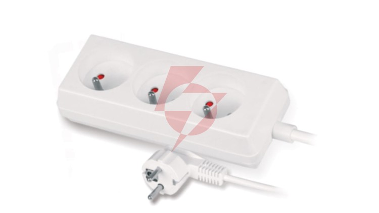 Przedłużacz 3-gniazda z/u 10A 1,5m /OMY 3x1/ biały PS-370