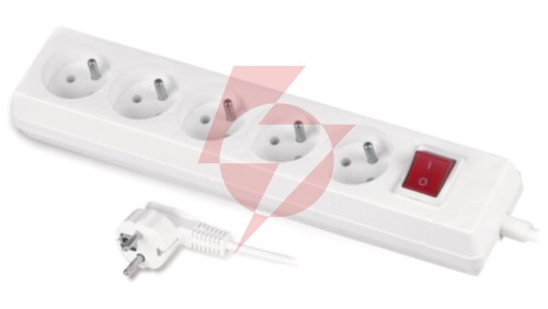 Przedłużacz z wyłącznikiem 5-gniazd z/u 10A 1,5m /OMY 3x1/ biały PS-570WS