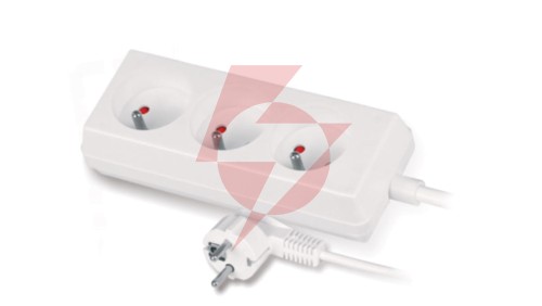 Przedłużacz 3-gniazda z/u 10A 5m /OMY 3x1/ biały PS-370