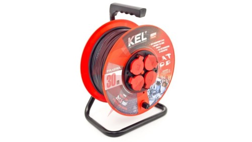 Przedłużacz bębnowy PROFESSIONAL LINE 30m H05RR-F 3x1,5 4xGS /+termik/ 16A IP44 czarny
