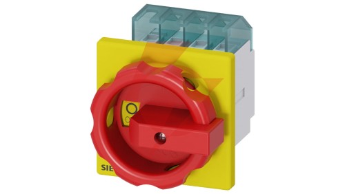 Rozłącznik główny/awaryjny 3P 16A 7.5kW AC23A 400V montaż tablicowy pokrętło żółto-czerwone 4 otwory 3LD2003-0TK53