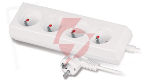 Przedłużacz 4-gniazda z/u 10A 3m /OMY 3x1/ biały PS-470