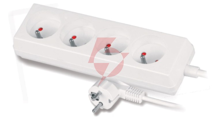 Przedłużacz 4-gniazda z/u 10A 3m /OMY 3x1/ biały PS-470