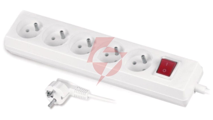 Przedłużacz z wyłącznikiem 5-gniazd z/u 10A 5m /OMY 3x1/ biały PS-570WS