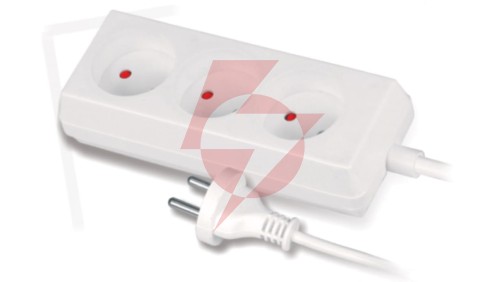 Przedłużacz 3-gniazda b/u 10A 1,5m /OMY 2x1/ biały PS-360