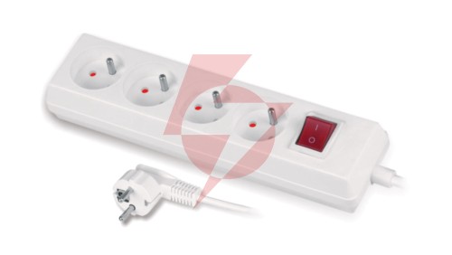 Przedłużacz z wyłącznikiem 4-gniazda z/u 10A 1,5m /OMY 3x1/ biały PS-470WS