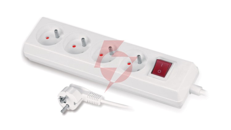 Przedłużacz z wyłącznikiem 4-gniazda z/u 10A 5m /OMY 3x1/ biały PS-470WS