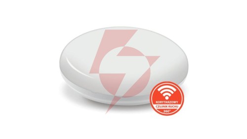 Plafon SUN n/t 18W AC 230V 50Hz 4000K (neutr.) 120 st. IP54 z koryt. czujnikiem ruchu 1820lm PL-SUN/LED/18W/CRK biały