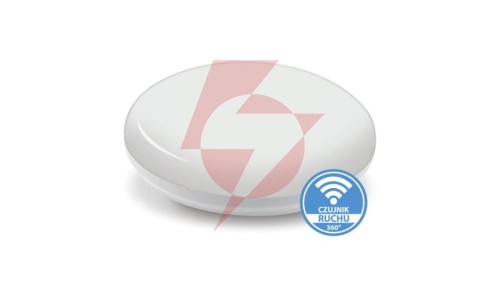 Plafon SUN n/t 13W AC 230V 50Hz 4000K (neutr.) 120 st. IP54 z czujnikiem ruchu 1370lm PL-SUN/LED/13W/CR biały