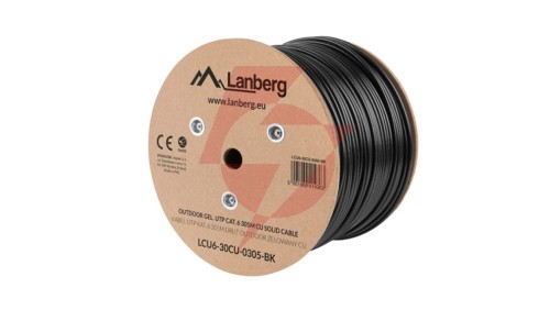 Kabel teleinformatyczny zewnętrzny U/UTP kat.6 4x2xAWG23 CU outdoor żelowany LCU6-30CU-0305-BK /305m/