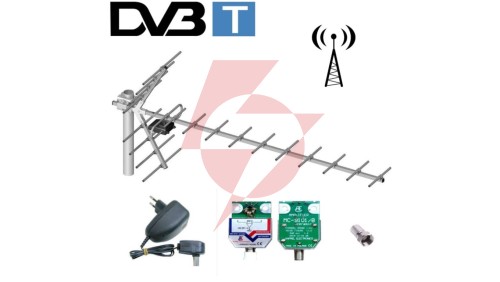 Antena DVB-T kierunkowa 19-elementowa YAGA + wzmacniacz LIBOX LB019W