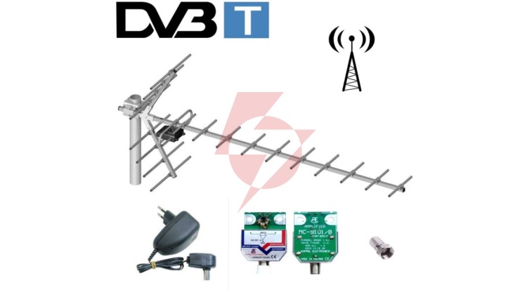 Antena DVB-T kierunkowa 19-elementowa YAGA + wzmacniacz LIBOX LB019W