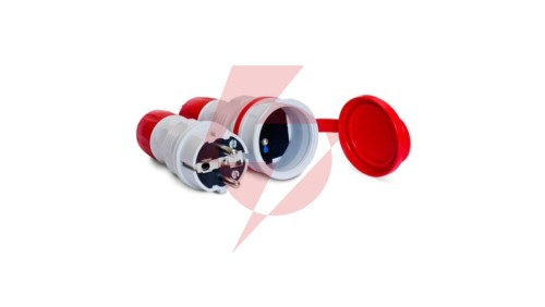 Zestaw EXTREM wtyczka + gniazdo 16A 2P+Z 250V IP54 szary/czerwony ZWG-54