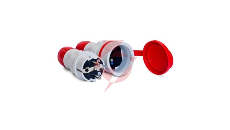 Zestaw EXTREM wtyczka + gniazdo 16A 2P+Z 250V IP54 szary/czerwony ZWG-54