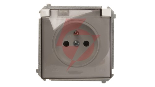 Simon Basic Gniazdo bryzgoszczelne z/u IP44 z klapką dymną białe BMGZ1B.01/11a