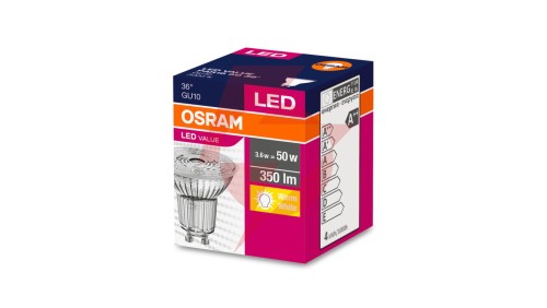 Żarówka LED VALUE PAR16 50 GU10 4,3W 350lm 3000K 830 36st. 4058075096622