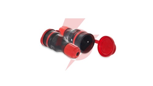 Gniazdo przenośne z klapką 16A 2P+Z 250V IP54 czarny/czerwony GN-54 W-97978