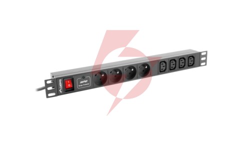 Listwa zasilająca RACK PDU 1U 10A 4x230V PL 4xIEC C13 2m czarna C14 PDU-04E04I-0200-IEC-BK