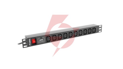 Listwa zasilająca RACK PDU 1U 10A 10xIEC C13 2m czarna C14 PDU-10I-0200-IEC-BK