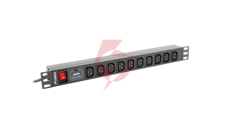 Listwa zasilająca RACK PDU 1U 10A 10xIEC C13 2m czarna C14 PDU-10I-0200-IEC-BK