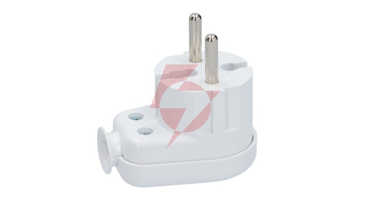 Wtyczka kątowa b/u 16A 2P 250V biała WT-16 K2
