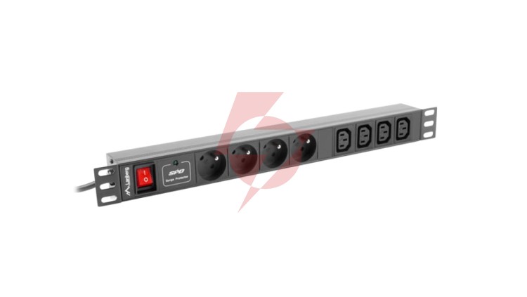 Listwa zasilająca RACK PDU 1U 16A 4x230V PL 4xIEC C13 2m czarna PDU-04E04I-0200-BK