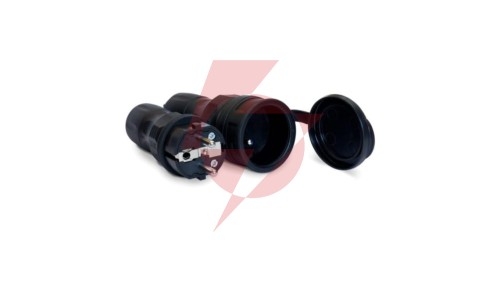 Zestaw EXTREM wtyczka + gniazdo 16A 2P+Z 250V IP54 czarny ZWG-54