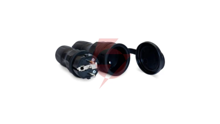 Zestaw EXTREM wtyczka + gniazdo 16A 2P+Z 250V IP54 czarny ZWG-54
