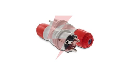 Wtyczka prosta 16A 2P+Z 250V IP54 szary/czerwony WT-54 W-98000