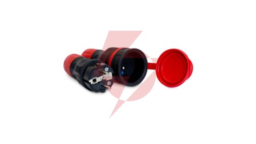 Zestaw EXTREM wtyczka + gniazdo 16A 2P+Z 250V IP54 czarny/czerwony ZWG-54
