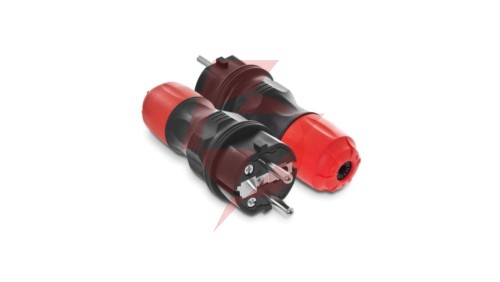 Wtyczka prosta 16A 2P+Z 250V IP54 czarny/czerwony WT-54 W-97977