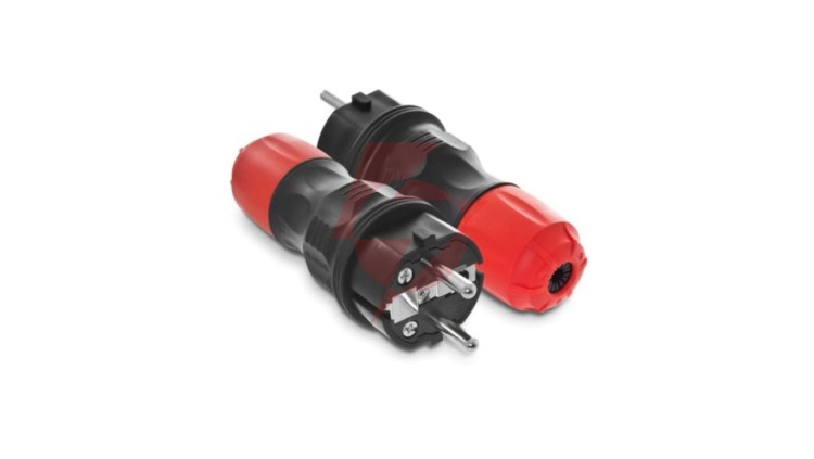 Wtyczka prosta 16A 2P+Z 250V IP54 czarny/czerwony WT-54 W-97977