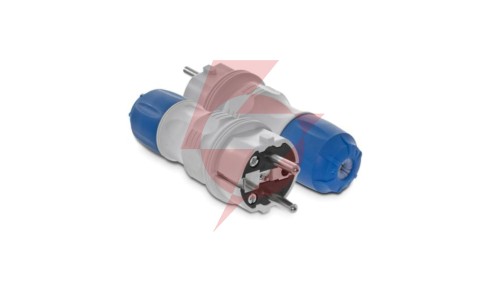 Wtyczka prosta 16A 2P+Z 250V IP54 szary/niebieski WT-54 W-97976