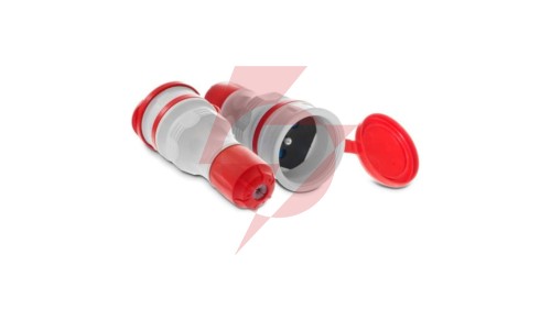 Gniazdo przenośne z klapką 16A 2P+Z 250V IP54 szary/czerwony GN-54 W-98001