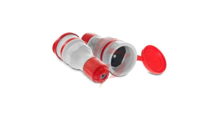 Gniazdo przenośne z klapką 16A 2P+Z 250V IP54 szary/czerwony GN-54 W-98001