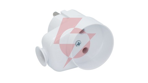 Wtyczka kątowa z gniazdem b/u 16A 2P 250V biała WT-16U/G K2