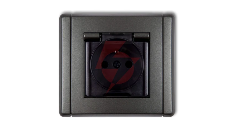 FLEXI Gniazdo bryzgoszczelne z/u (klapka dymna) grafitowy 11FGPB-1zdp