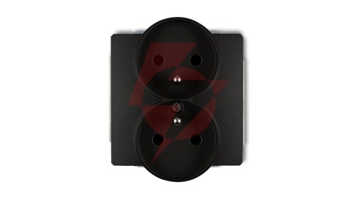 DECO Gniazdo podwójne z/u czarny mat 12DGPR-2zp