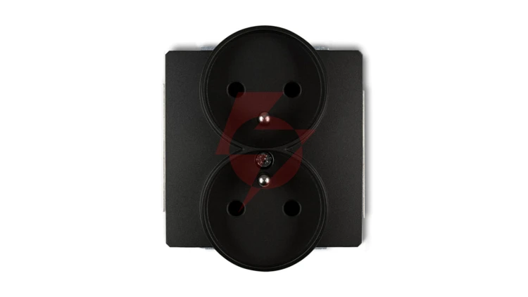 DECO Gniazdo podwójne z/u czarny mat 12DGPR-2zp